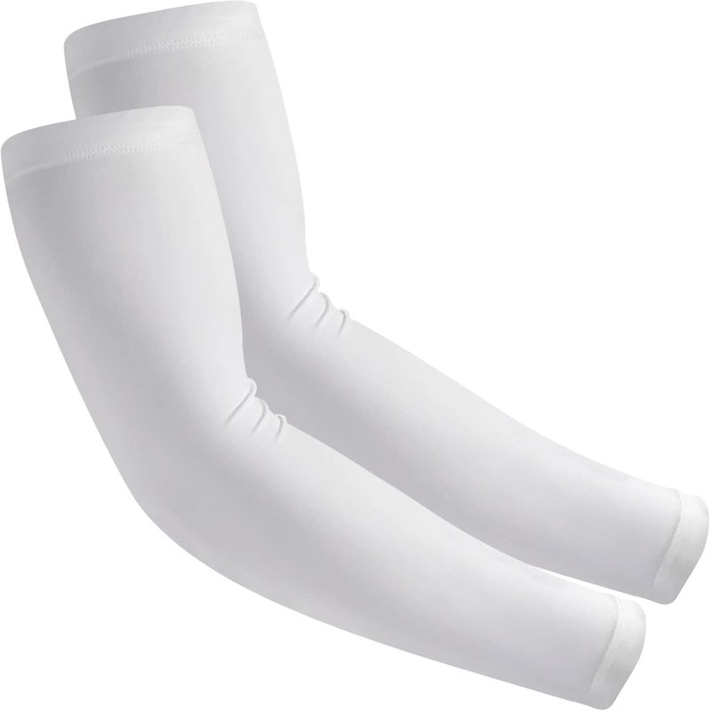EGOFLEX Arm Sleeves for Men and Women Compression UV Sun Protection Tattoo Cover Up Baseball Basketball Football Golf Running (White) - Image 1